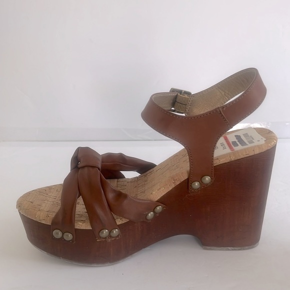 KORKS $129 Women Dawson Wedge Platform Chunky Heel Sandal Brown Shoes Size 8 NEW - Picture 7 of 11
